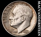 1951 Silver Roosevelt Dime - Scarce  Better Date  No Reserve  #J8346