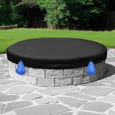 Round Outdoor Fire Pit Cover with Sandbag, 48-50 Inch, Oxford Cloth