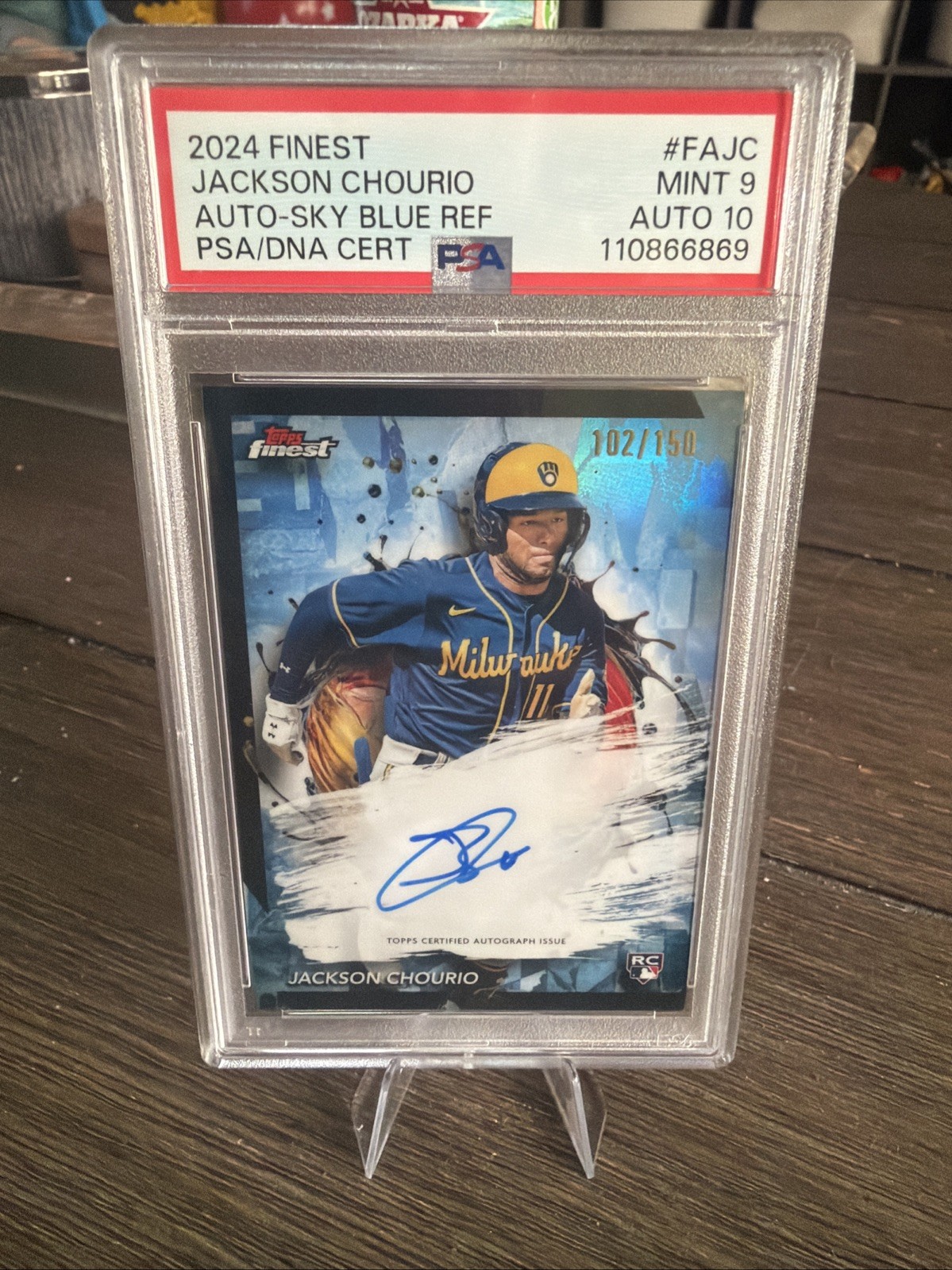 2024 Topps Finest - Finest Autographs Jackson Chourio Sky Blue Refractor /150