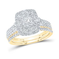 10k Yellow Gold 1CTW Diamond 1/5CT Bridal Set Double Halo Ring
