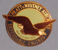 Vintage Pratt & Whitney Aircraft Engine Emblem, Brass & Enamel, WW2 WWII