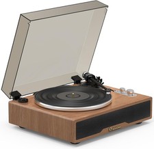 Vinyl Record Player Bluetooth Input/Output, Wohome All-in-One Hi-Fi Vintage