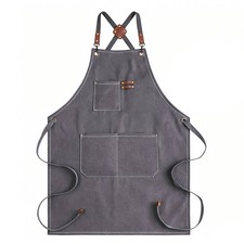 Canvas Work Apron Waterproof Work Apron Cross-Back Straps for Garden, Gardeners