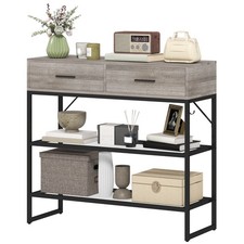 HOMCOM Tavolo Ingresso con 2 Cassetti, 2 Ripiani e Gancio Nero e Legno
