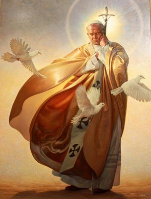 THOMAS BLACKSHEAR POPE JOHN PAUL II with Doves VINTAGE poster print Home Decor