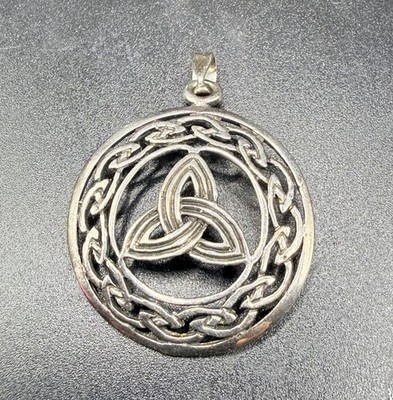 925 Sterling Silver Celtic Triquetra Pendant Trinity Knot Irish 4.16g Vintage