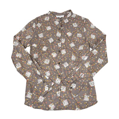 Paul & Joe Women's Size 1 Gray Cotton Print Button Down Shirt Made in France