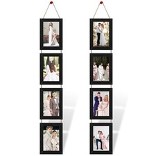 4x6 Black Hanging Collage Picture Frames Set of 2, 8 Openings Collage Photo F...