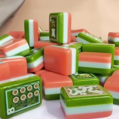 American Mahjong Set 160 Tiles   Oil Painting Green Orange Resin Tiles