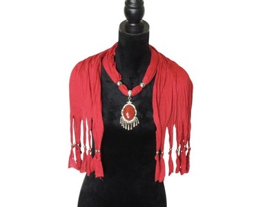 Pretty Angel Dark Red Pendant Scarf With Charms Jewelry Y2K Fashion Necklace