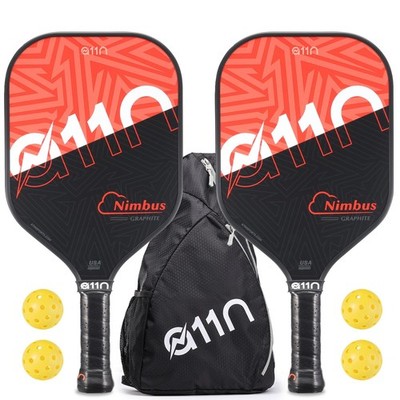 A11N Pickleball Paddles Set of 2 Graphite Surface Rackets with 4 Pickleball B...