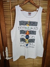Vintage 90s New Orleans Jazz Gospel Blues Music Tank Top Art Tee T Shirt L