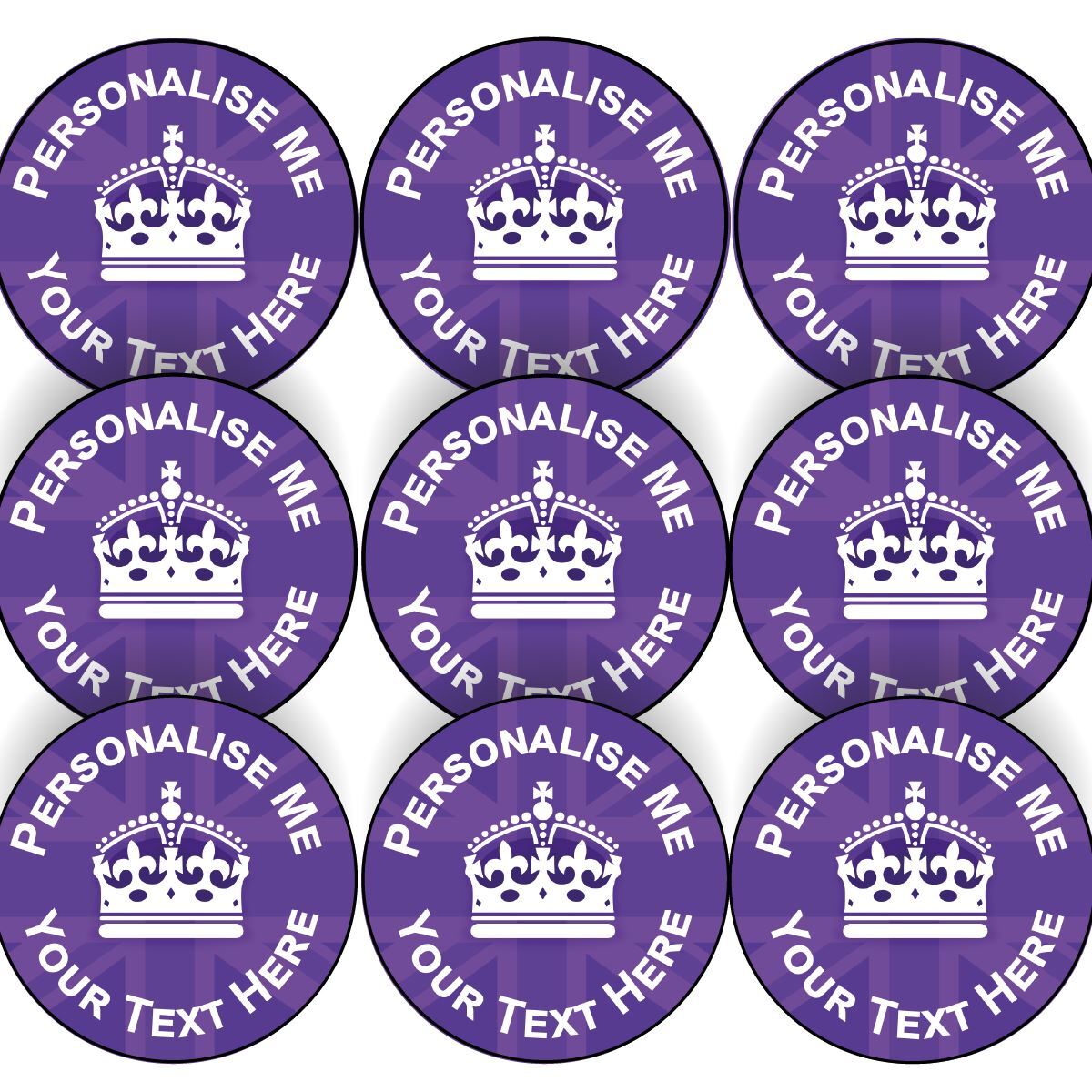 144 Royal Crown Personalised 30 mm Reward Stickers