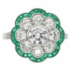 Floral Art Deco Party Wear Ring 925 Silver 3.97CT Round & Baguette CZ Stone