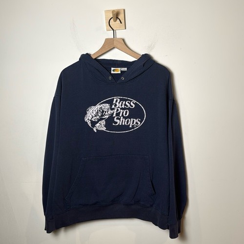 Vintage Bass Pro Shops Fishing Graphic Hoodie Navy XL - Bild 1 von 11