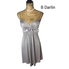 Women's Silver Mini Dress With Jewel Embellished Homecoming Prom Dress S