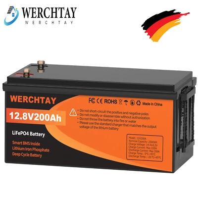 WERCHTAY LiFePO4 12V 200Ah Lithium Batterie Akku BMS Solarbatterie Solaranlage Solar USV