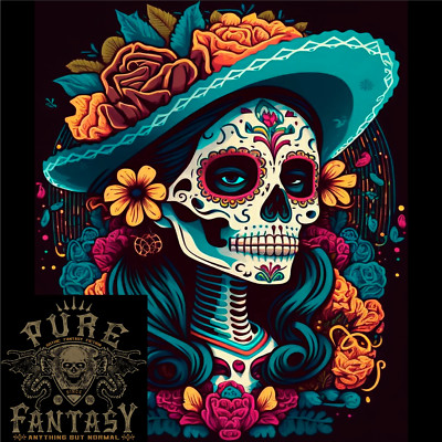 Los Muertos Day of the Dead Sugar Skull La Catrina Herren T-Shirt leicht Baumwolle