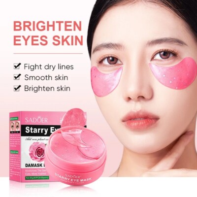 60pcs SADOER Rose Starry Collagen Eye Mask Anti Dark Circles Remove Eyes Bags