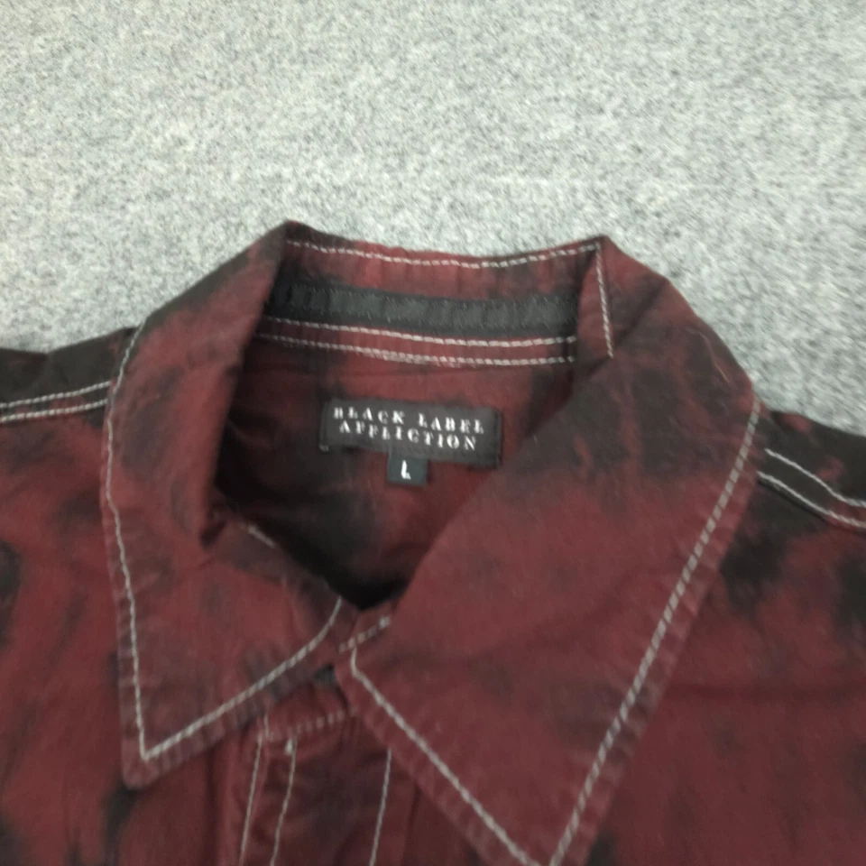 Vtg Affliction Shirt Mens LARGE red skull rose Long Sleeve Button Up y2k Size L - image 4 of 4