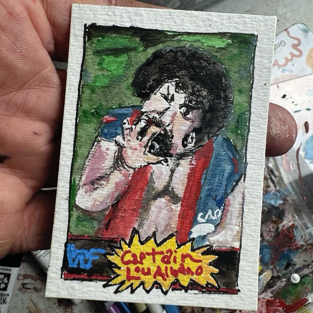 Captain Lou Albano Original Artwork By Sergio Santos Sports Card Size 2.5x3.5in
