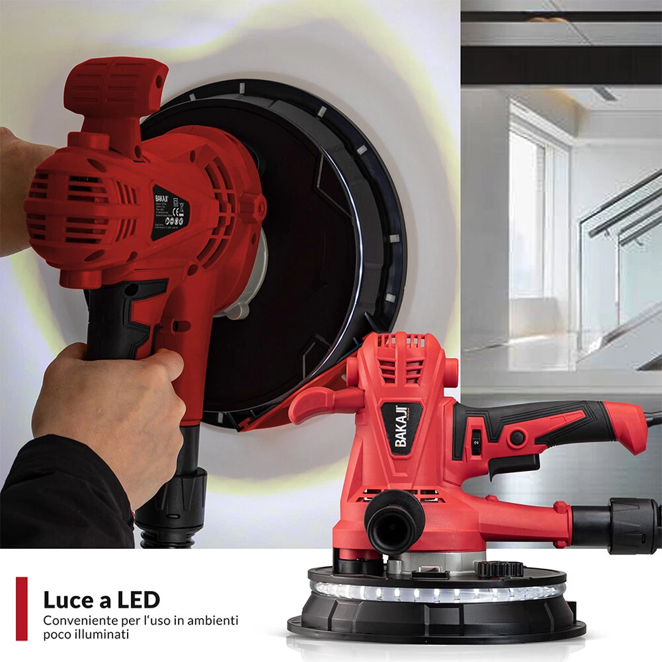 Levigatrice per Muro Soffitto Carteggiatrice Cartongesso Pareti con Sacco 1280W - Immagine 2 di 4