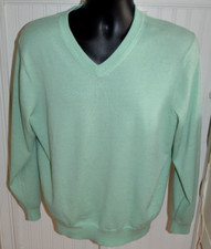 VINEYARD VINES V NECK PERFORMANCE SWEATER MERINO Mens MEDIUM LIGHT GREEN VGC