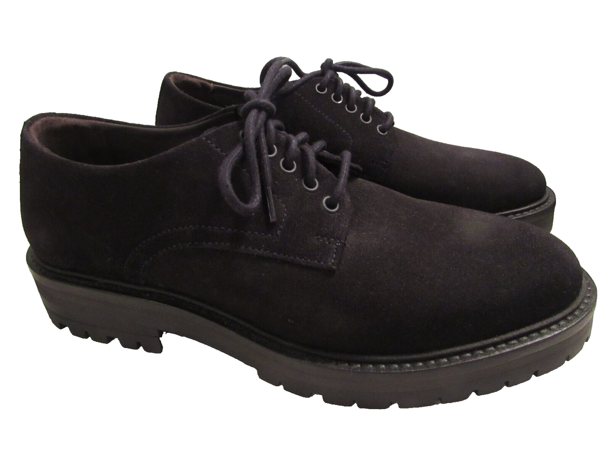 Massimo Dutti black suede lace-up oxford shoes men's SZ 8 US / 41