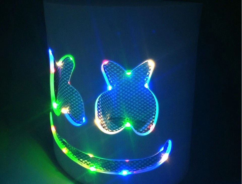 DJ MarshMello Sonrisa Arco Iris Máscara LED EVA Espuma Casco EDC Halloween Disfraz Fiesta Foto 3 de 4