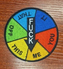 Dark Humor Patch Fvck Me Spin Wheel of Fvcks Funny Sexy Embroidered Iron On 3"