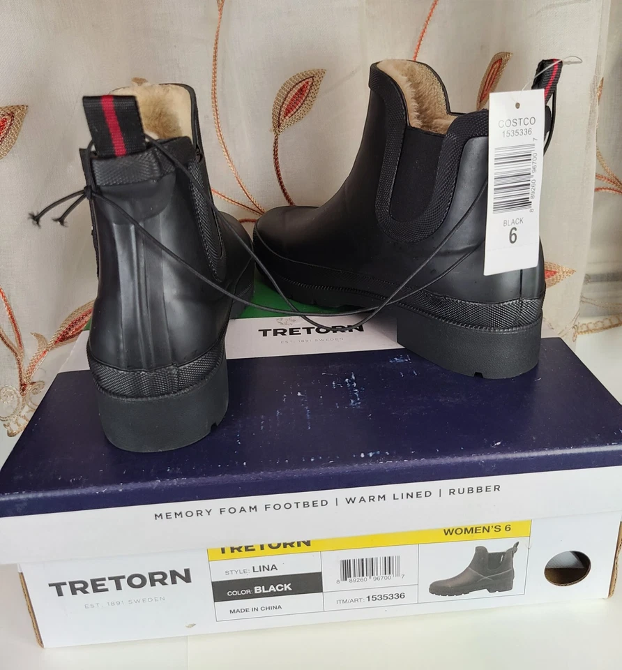 Botas de lluvia Chelsea Tretorn Lina para mujer forradas de piel de goma negras - Devolución en tienda Foto 4 de 4
