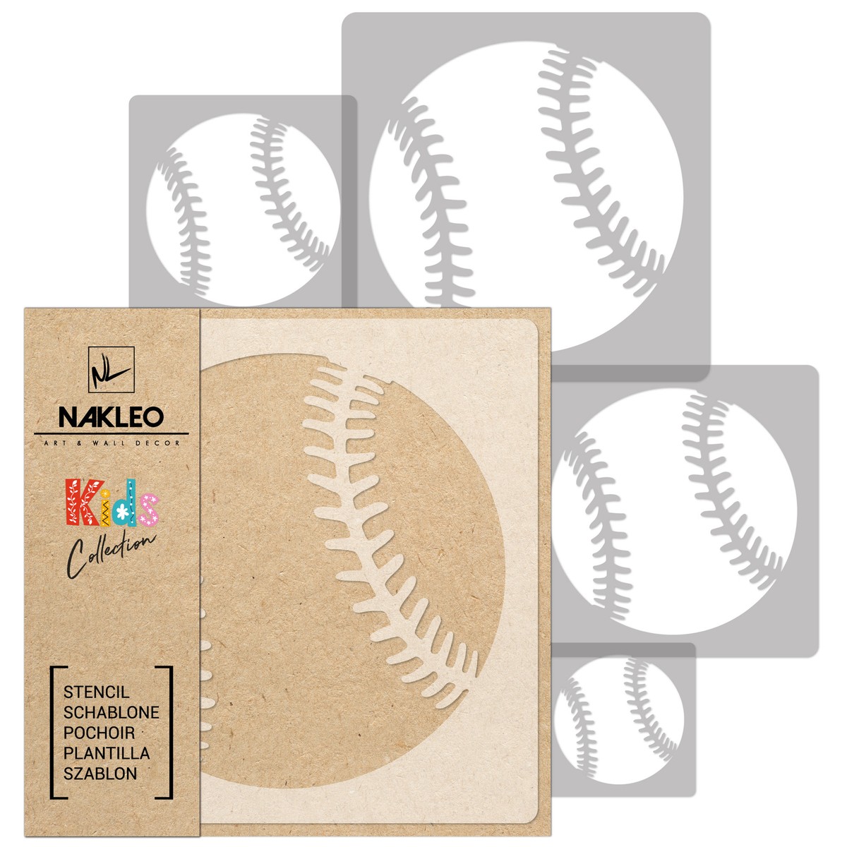 5x reusable PLASTIC Stencils 13.4 amazon-com-baseball-softball-wall-cookie-diy-craft-reusable-stencil-4-5-inch-arts-crafts-sewing