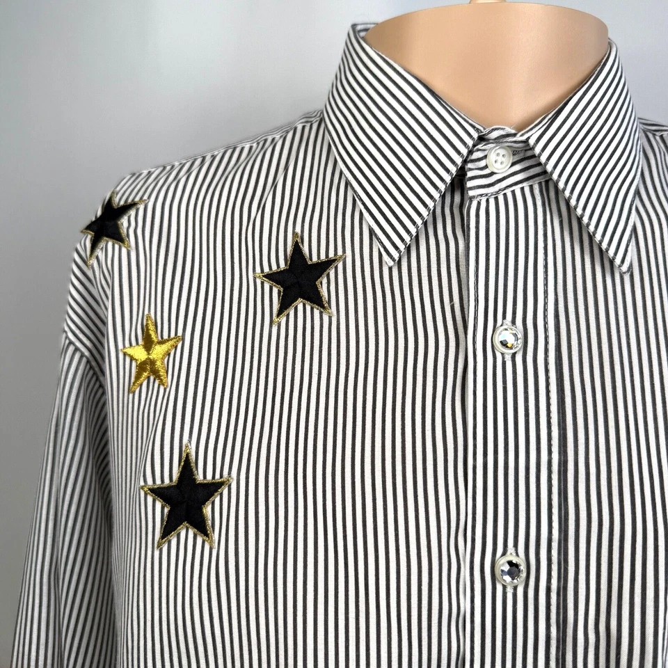 Marquis Embellished Button Up Shirt Mens Size 16.5 34-35 Embroidery - Image 2 of 4