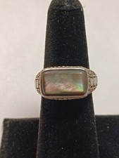 Vintage Abalone Mother Of Pearl 925 Sterling Silver Ring Size 7