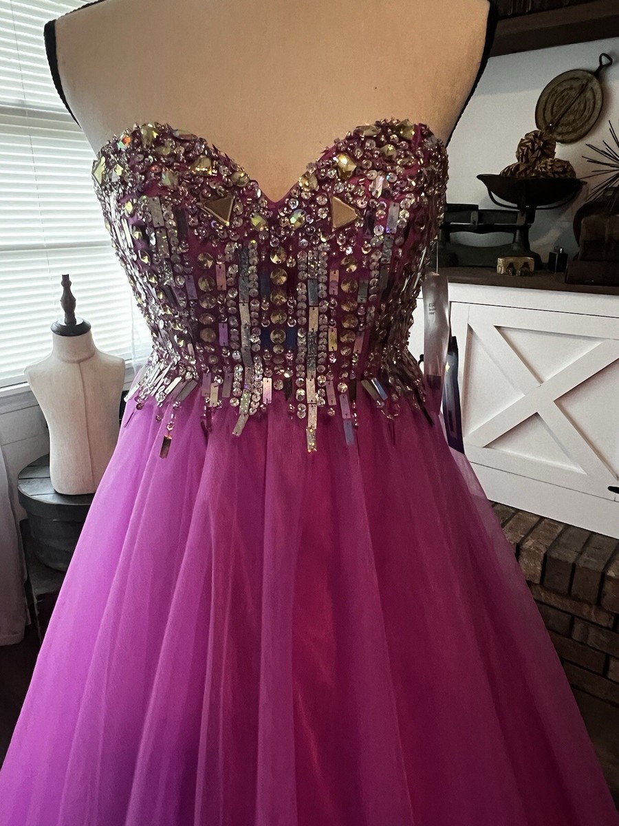 tiffany purple dress Beaded Fitted Strapless Gown by Tiffany Designs 16150 22 / Lavender
