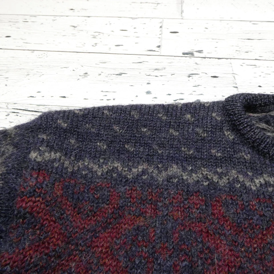 VINTAGE Boston Traders Sweater Mens Small Blue New Wool Fair Isle Fisherman - Image 3 of 4