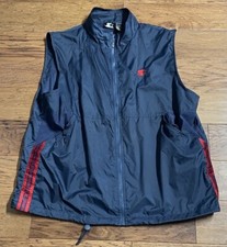 VTG 90  s Starter Windbreaker Vest Zip Up Sleeveless Nylon Size XL Navy Blue Red