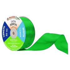 Green Satin Ribbon for Crafts - 50 Yds 1.5 Inch Green Ribbons for Gift Wrappi...