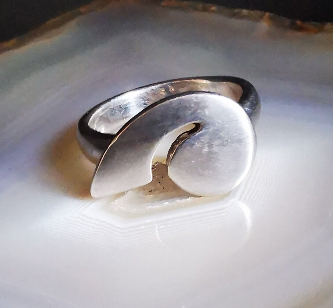 Ring Silver 925 Openwork Asymmetrical Modern Vers… - image 6