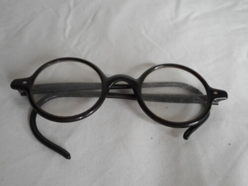 Vintage Mid Century Modernist Round Art Deco Eyeglasses Glasses with Case - Afbeelding 1 van 9