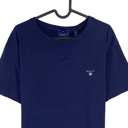 GANT Hombre Azul Marino Original Ajustado Cuello Redondo Manga Corta Camiseta - Imagen 2 de 12