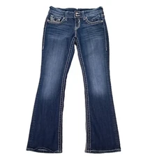 VIGOSS Jeans Women 31x31, Tag 5/6x33 The New York Boot Cut Flaps Blue Stretch