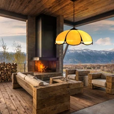 12" Pumpkin Shade Pendant Lamp Tiffany Style Chandelier Lighting Ceiling Fixture