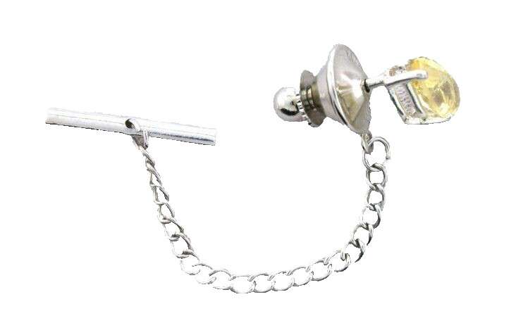 9x6 Pear Brazilian Golden Citrine Gemstone Gem Sterling Silver Tie Tack ESTT118