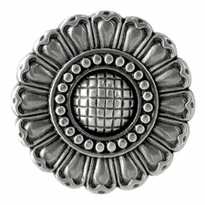 WESTERN LEATHER CRAFT SADDLE TACK ANTIQUE ENGRAVED SUNFLOWER CONCHO screw back