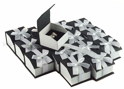 20pc Ring Gift Boxes for Ring Black Boxes Showcase Ring Box Magnetic Ribbon Box