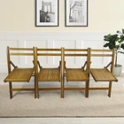Set of 4 Vintage Slat Wood Folding Chairs High Quality for Indoor Outdoor- Honey