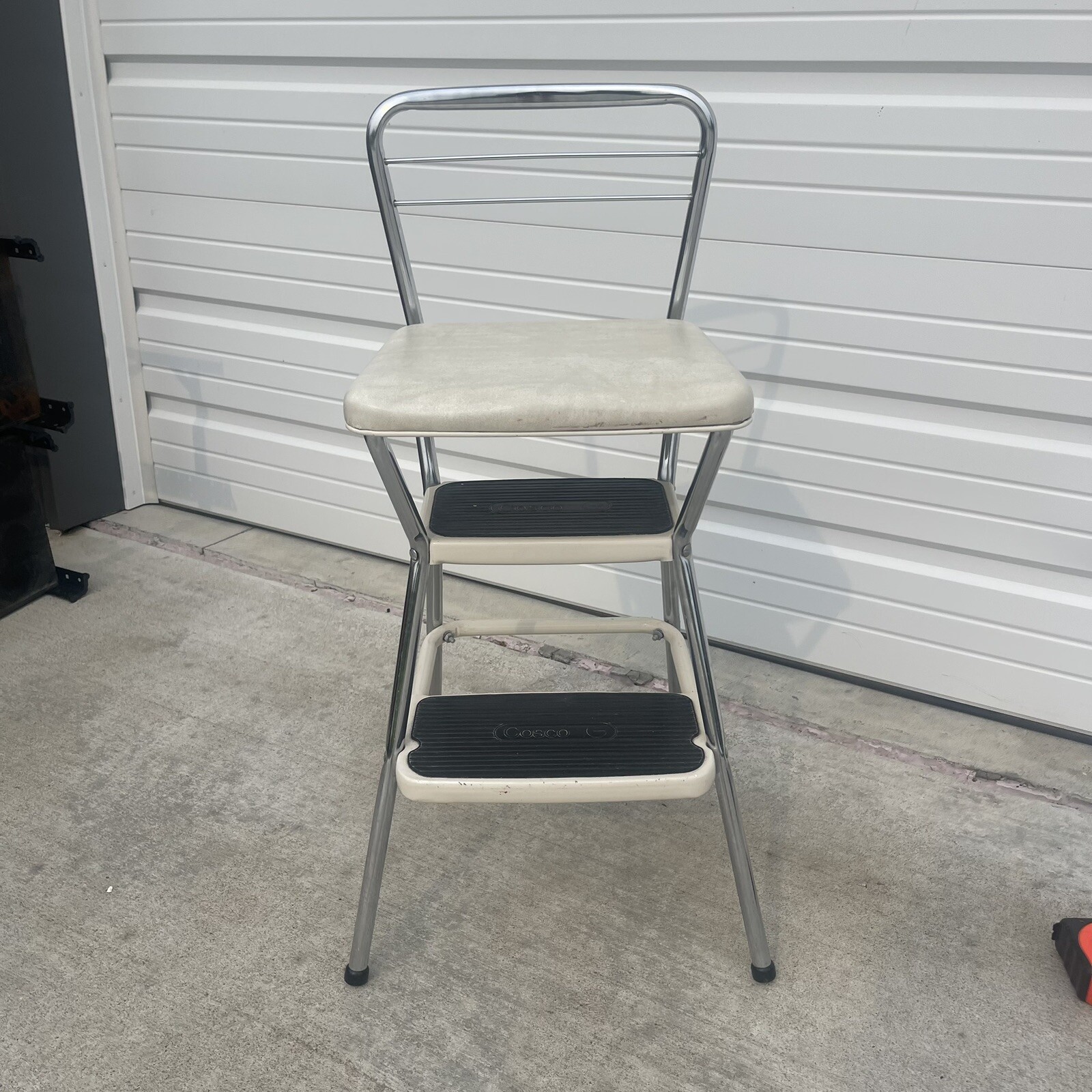Vintage COSCO Stylaire Chair mid century and Step Stool Flip up Seat