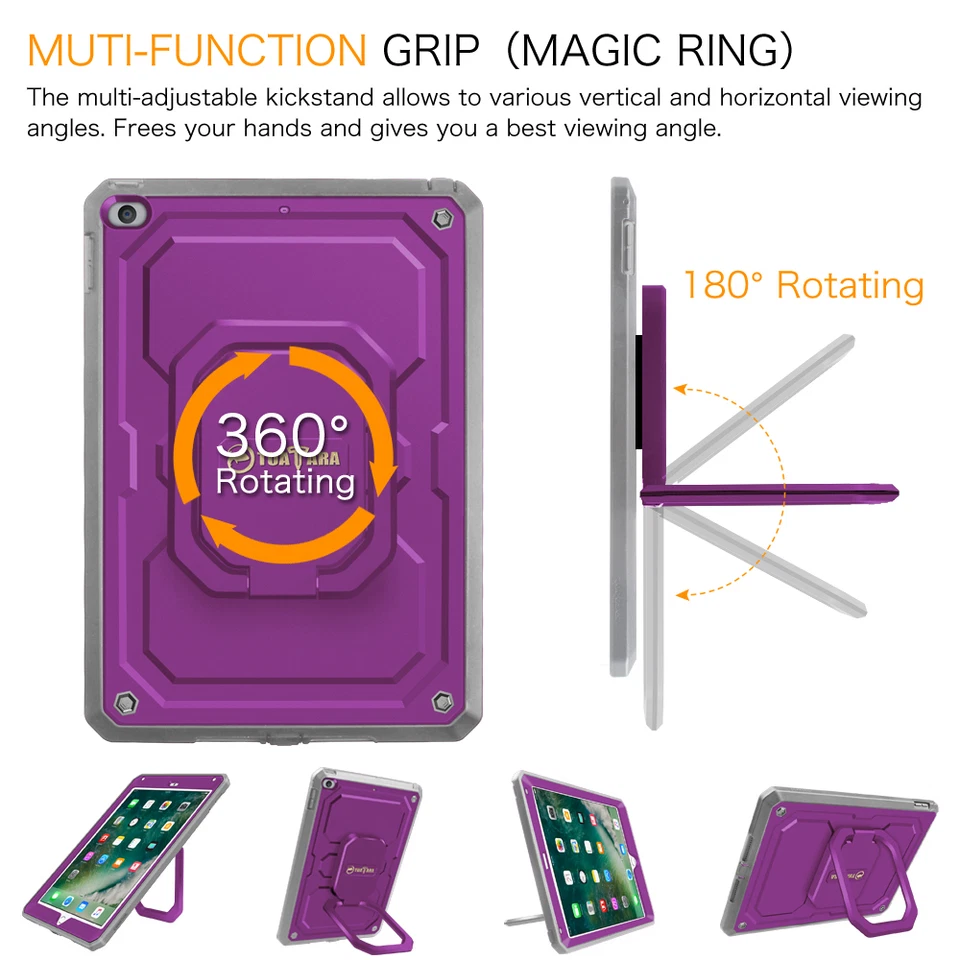 Capa de transporte à prova de choque suporte aderência rotativa para iPad 9,7 polegadas 2018/2017 - Imagem 3 de 4