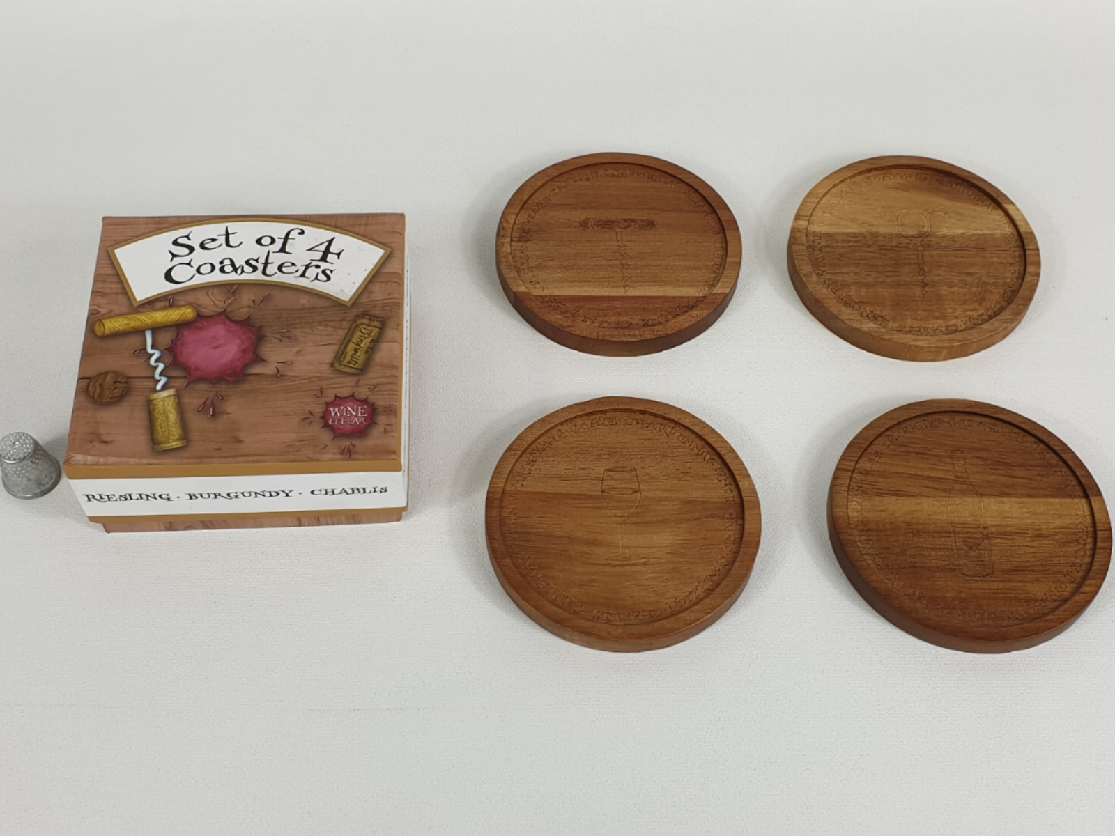 Clare Mackie for BIA Wine Cellar Acacia Coasters, Brown, Set of 4